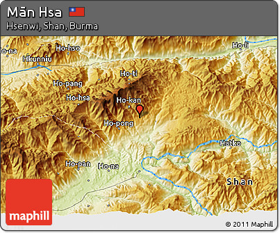 Physical 3D Map of Mān Hsa