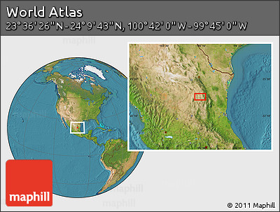 Satellite Location Map of the Area around 23° 53' 5" N, 100° 13' 29" W