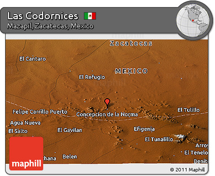 Physical Panoramic Map of Las Codornices