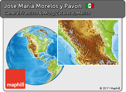 Physical Location Map of Jose María Morelos Y Pavón