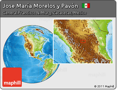 Physical Location Map of Jose María Morelos Y Pavón