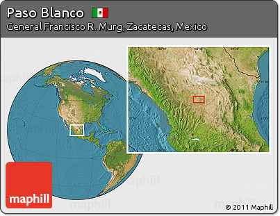 Satellite Location Map of Paso Blanco