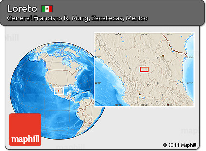 Shaded Relief Location Map of Loreto