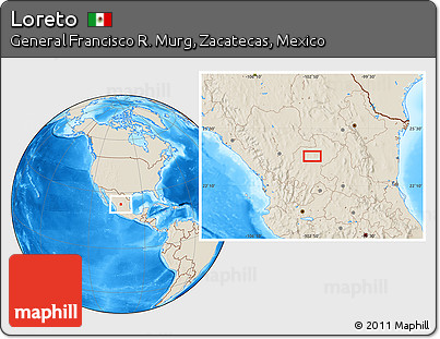 Shaded Relief Location Map of Loreto