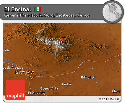 Physical Panoramic Map of El Encinal