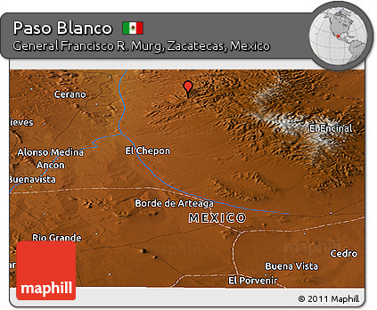 Physical Panoramic Map of Paso Blanco