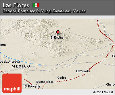 Shaded Relief Panoramic Map of Las Flores