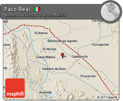 Shaded Relief 3D Map of Paso Real