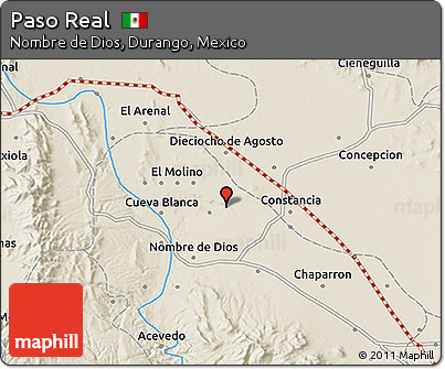 Shaded Relief 3D Map of Paso Real