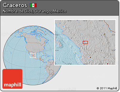 Gray Location Map of Graceros, hill shading