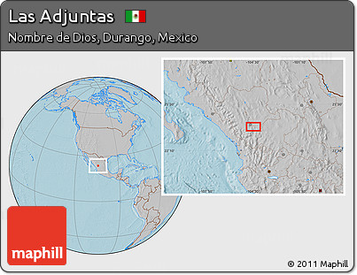 Gray Location Map of Las Adjuntas, hill shading