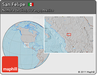 Gray Location Map of San Felipe, hill shading