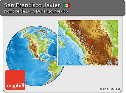 Physical Location Map of San Francisco Javier