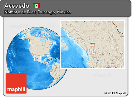 Shaded Relief Location Map of Acevedo