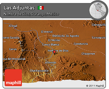 Physical Panoramic Map of Las Adjuntas
