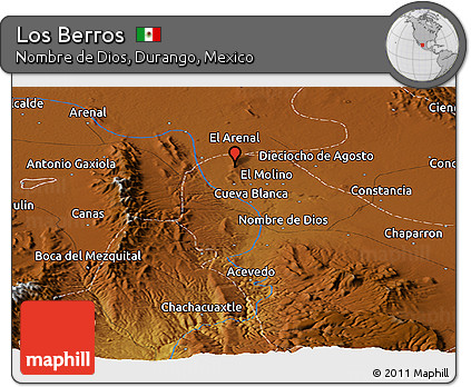 Physical Panoramic Map of Los Berros