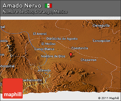 Physical Panoramic Map of Amado Nervo