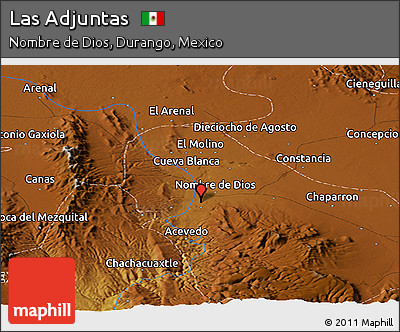 Physical Panoramic Map of Las Adjuntas