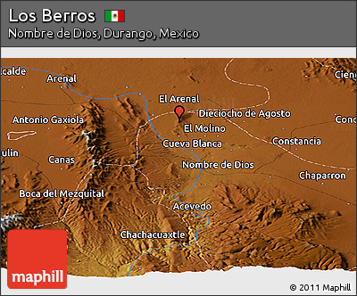 Physical Panoramic Map of Los Berros