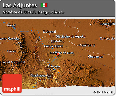 Physical Panoramic Map of Las Adjuntas