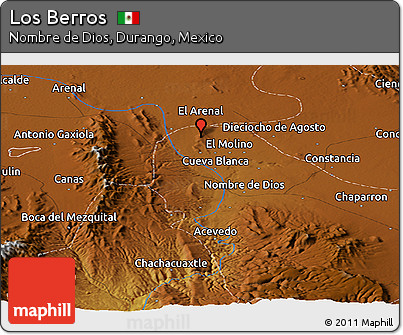 Physical Panoramic Map of Los Berros
