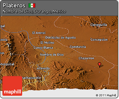 Physical Panoramic Map of Plateros