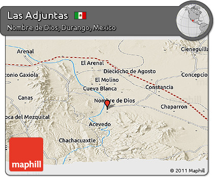 Shaded Relief Panoramic Map of Las Adjuntas