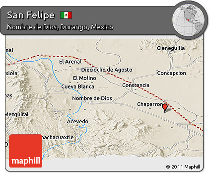 Shaded Relief Panoramic Map of San Felipe