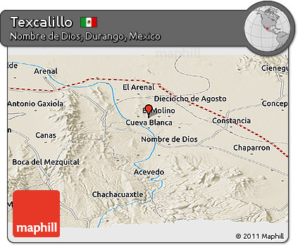 Shaded Relief Panoramic Map of Texcalillo