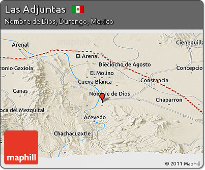 Shaded Relief Panoramic Map of Las Adjuntas