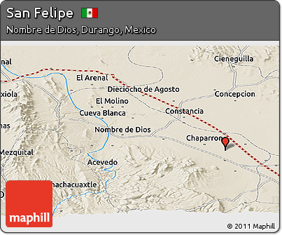 Shaded Relief Panoramic Map of San Felipe