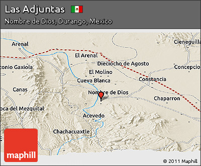 Shaded Relief Panoramic Map of Las Adjuntas