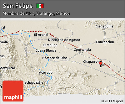 Shaded Relief Panoramic Map of San Felipe