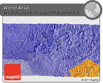 Political 3D Map of the Area around 23° 53' 5" N, 105° 28' 29" E