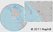 Gray Location Map of the area around 23° 53' 5" N, 106° 10' 30" W, hill shading