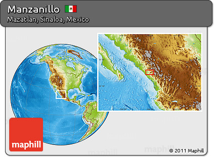 Physical Location Map of Manzanillo