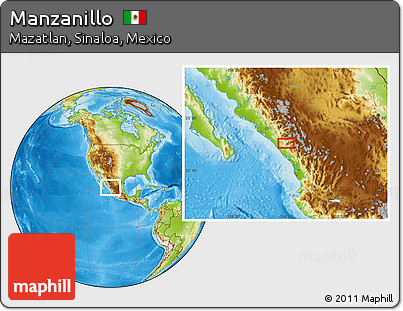 Physical Location Map of Manzanillo