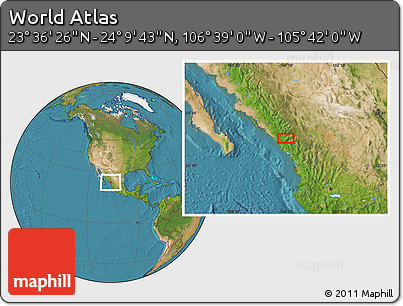 Satellite Location Map of the Area around 23° 53' 5" N, 106° 10' 30" W