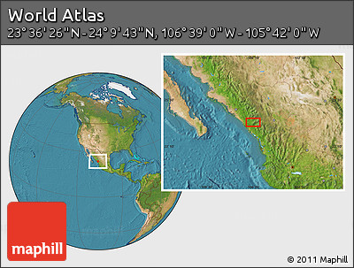 Satellite Location Map of the Area around 23° 53' 5" N, 106° 10' 30" W