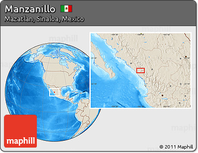Shaded Relief Location Map of Manzanillo