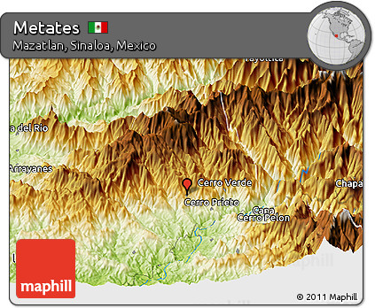 Physical Panoramic Map of Metates