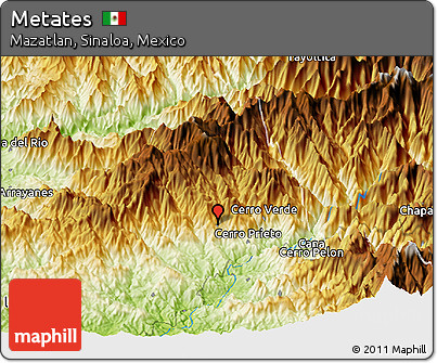 Physical Panoramic Map of Metates