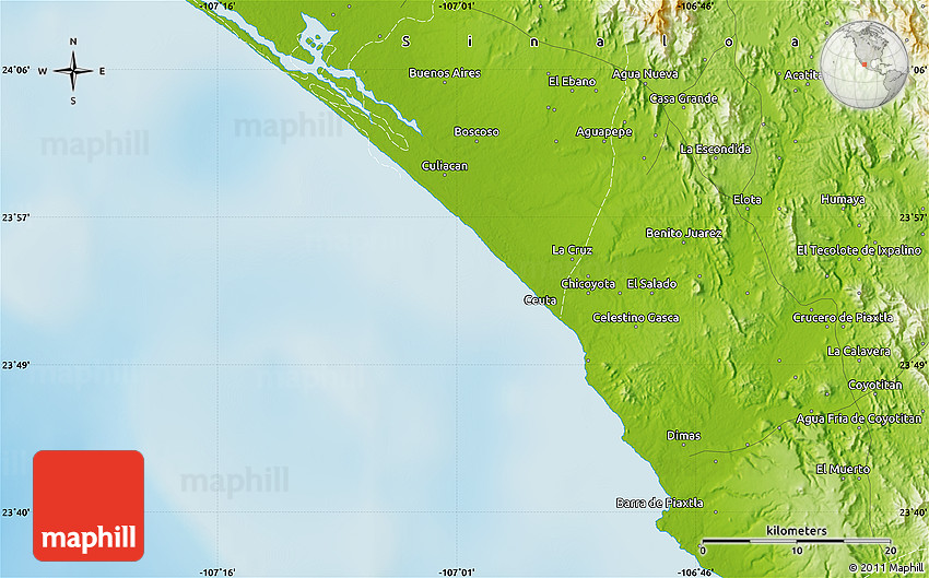 Physical Map of Piaxtla