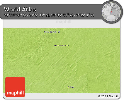 Physical 3D Map of the Area around 23° 53' 5" N, 10° 7' 30" W