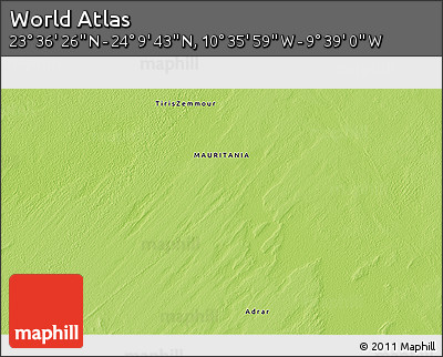 Physical 3D Map of the Area around 23° 53' 5" N, 10° 7' 30" W