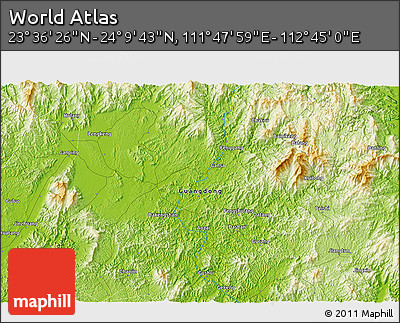 Physical 3D Map of the Area around 23° 53' 5" N, 112° 16' 30" E