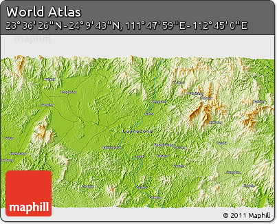 Physical 3D Map of the Area around 23° 53' 5" N, 112° 16' 30" E