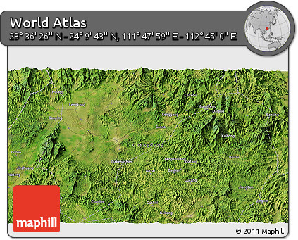 Satellite 3D Map of the Area around 23° 53' 5" N, 112° 16' 30" E