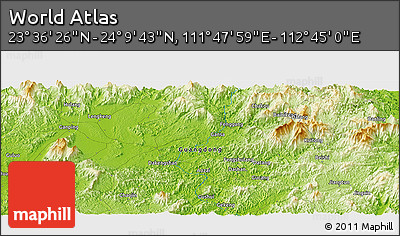 Physical Panoramic Map of the Area around 23° 53' 5" N, 112° 16' 30" E