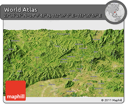 Satellite 3D Map of the Area around 23° 53' 5" N, 113° 7' 30" E